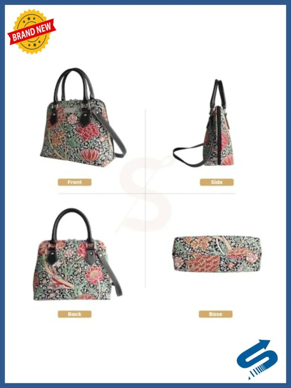 Woven Tapestry Faux Leather Crossbody Satchel Bag
